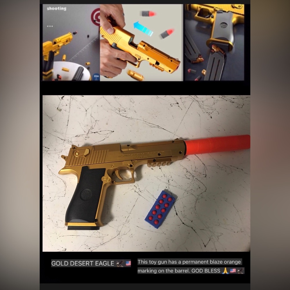 Toy gun 🎯🔫GOLD Desert Eagle 50cal SHOOTING Soft Bullet Shell Ejecting Magazine